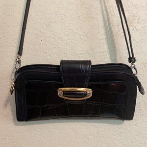 BRIGHTON SENSATION Black leather wallet purse with removable strap in ELNC